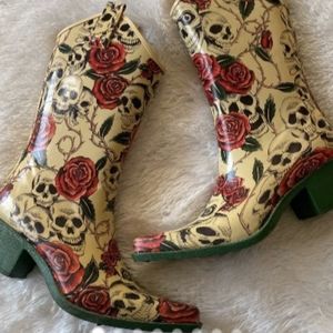 Nomad Skull & Rose Cowgirl Rain Boots